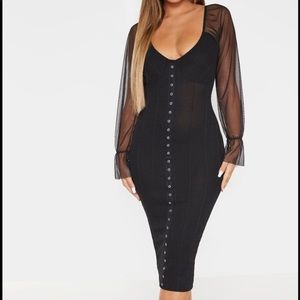 New with tags Black Mesh Sleeve Midi Dress